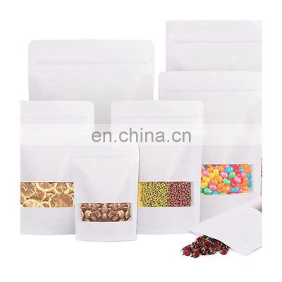 Factory Price Eco-friendly Zip Lock Packaging Bag Different Size White Kraft Food Paper Bag With Window