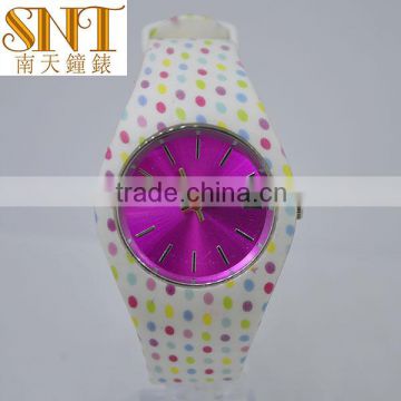 2016 colorful silicone strap watch Sunray Dial sweet girl watch Macarons dot color