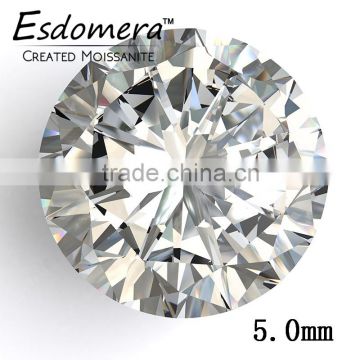 5.0mm Wholesale Esdomera White Color Moissanite Loose Stones Round Brilliant Cut Colorless Stone