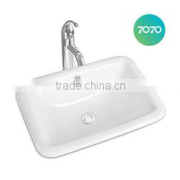 hot sale white colour above counter mounted single hole counter top sinks 5518