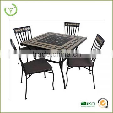 2016 High quality mosaic table and chair-5pc patio set with cushion