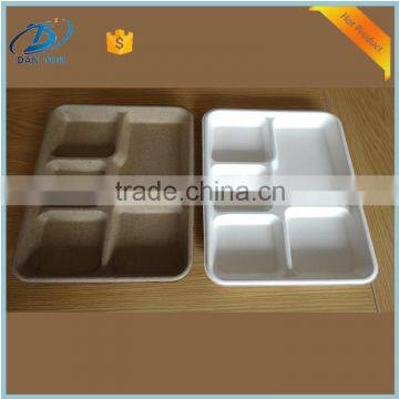 custom disposable lunch fast food paper pulp box with 5 department