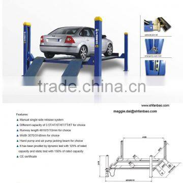 four post hydraulic car maintenance car lift CE approved hoist ;