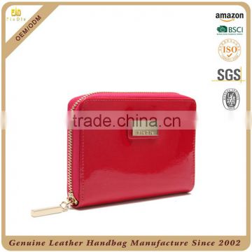 CW910-001-patent durable cowhide leather ladies red wallets for women bags