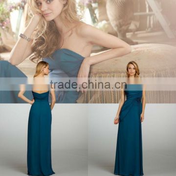 Custom Made Wholesale Strapless A-line Draped Skirt Natural Waist Flower Floor Length Bridesmaid Dress 5316