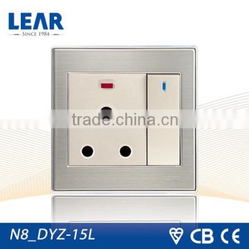 N8 Series Wall Switch 15A 1 gang switched round-pin socket with neon