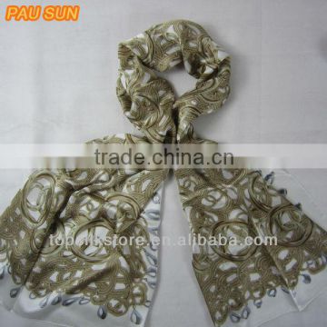 golden 100% silk brand silk scarf