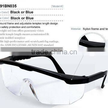 Wraparound frame and adjustable temple safety glasses                        
                                                                                Supplier's Choice