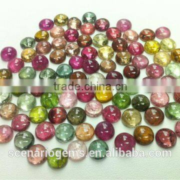 Natural Multi-Color Calibration Loose Gemstone Cabs Round 8mm Tourmaline Cabochon