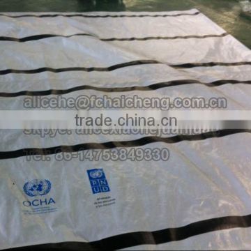 waterproof and reinforced HDPE Tarpaulin cover with black reinforced bands