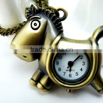 free shipping!!! 43*37mm cartoon Big mouth horse pendant pocket watch @ mixed Antique Bronze Mechanical Locket Watch pocket