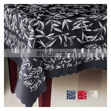Black polyester printed pattern wedding 132" round table cloth