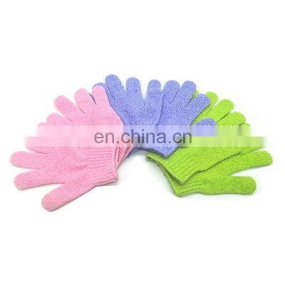 Assorted Colors Nylon Bath Exfoliating Scrubber Gloves