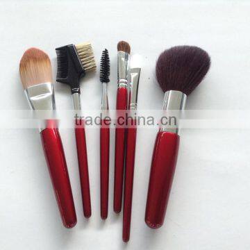 Red handle 6pcs goat hair makeup brush kits for beauty