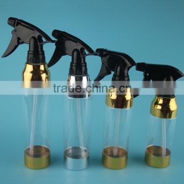 300ml clear plastic trigger bottle with gold aluminum