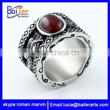 Wholesale ring men's titanium gemstone stainless steel ring jewelry