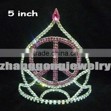 peace sign fuchsia color diamond tiara