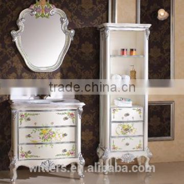 French romantic style solid wood bathroom in white WTS354