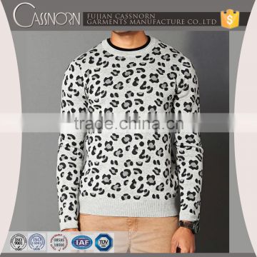 rib-knit hem crew neck long sleeve leopard pullover sweater knitting pattern