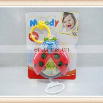 plastic beetle ladybug baby rattle toy, pull line ladybug Music box toy