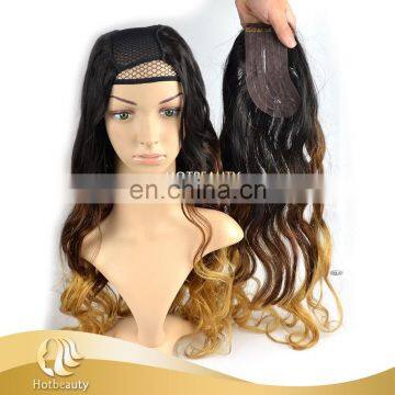 100% untreated 3 tone peruvian human virgin hair u-part wig