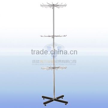 Metal rotating jewelry display stand with 3 tiers