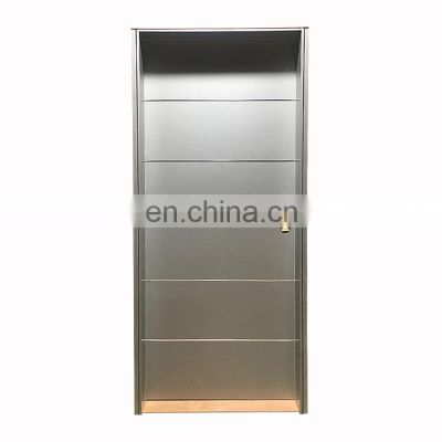 Indoor simple safety finish bedroom interior solid aluminum American modern style frame prehung wood grey paint door