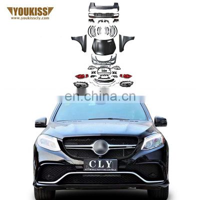 High Quality 11-15 Car Bumper For Benz ML W166 Upgrade GLE63 AMG Grille Fender Hood Headlight Taillight Wheel Arch Rear Diffuser