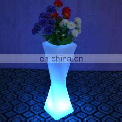 Indoor Outdoor  Remote Control Straight Shape Square Solar Ice Resin Light LED Lit Flower Pot