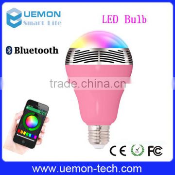 2016 UEMON 7 color E27 base bluetooth speaker led bulb.