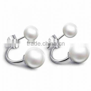 Daihe fresh water pearl initial silver earrings
