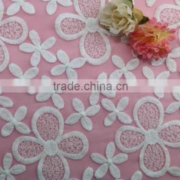 Top quality Dress flower pattern embroidery cotton lace embroidery fabric