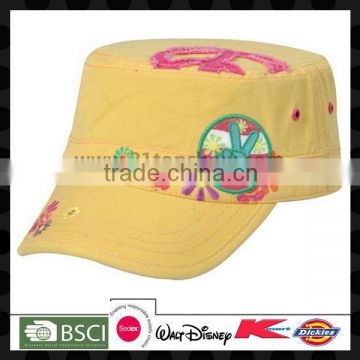 fashion army cap lovely kid military cap bsic cap with applique embroidery