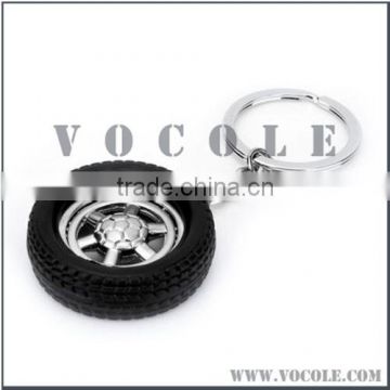fashion lovely car wheel design charm keychain, stainless steel charm keychain