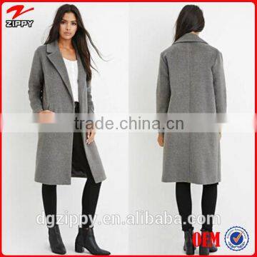 2015 New apparel fashion designs grey longline winter coats for woman