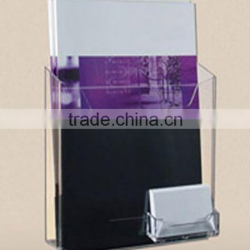 Convenient wall mount acrylic brochure holder with business card