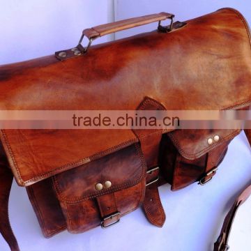 Real leather cross body messenger bag with padded lining inside