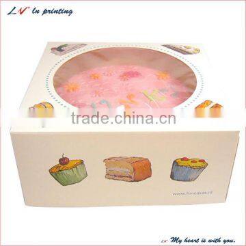 high quality custom elegant cake boxes with window and different lovely patterns made in shanghai