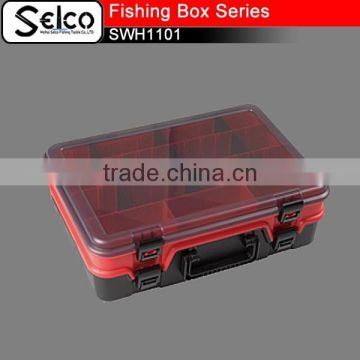39*28*12.5cm High quality colorful plastic fishing tackle box Double open box