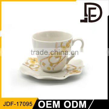 New design cup and saucer with floral pattern / Bone China Ceramic Porcelain Coffee Cup