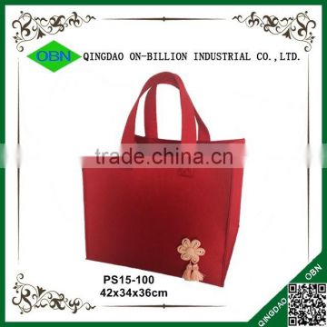 Wholesale handmade cheap red foldable felt basket handbag