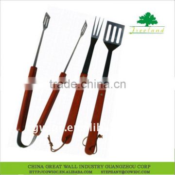 3 pcs stainless steel wooden handle bbq tools