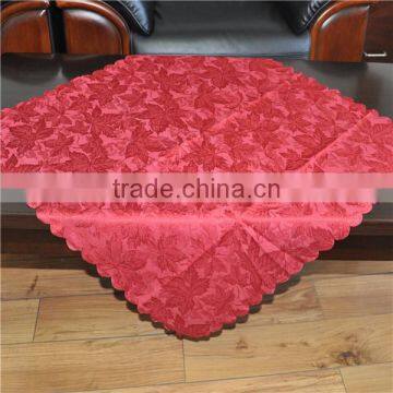 red color maple leaves Damask Design Tablecloth White