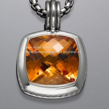 Sterling Silver DY Designs Inspired 17mm Citrine Albion Pendant