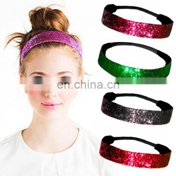 Headband for women Female Girl Solid Sequin hairband sports headband 7colors