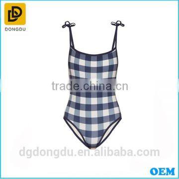 2016 New Arrival Plus Size Nylon Sexy Women Gingham Swimwear