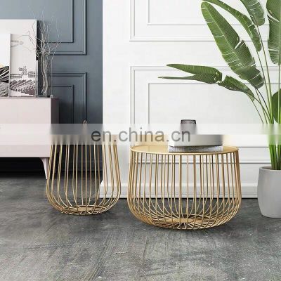 2021 modern new style coffee side table round coffee table  nordic wrought iron marble coffee table