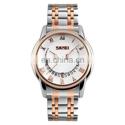Hot Sale SKMEI 9122 Rose Gold Stainless Steel Back Quartz Watches Men Wristwatch