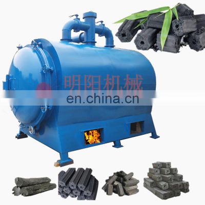 Horizontal Type With Cart Bamboo Biomass Briquette Wood Branch Log Charcoal Making Carbonized Stove Machine