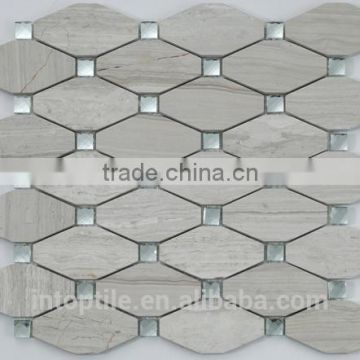 new design marble diamond sharp mix glass mosaic tiles for wall floor                        
                                                                                Supplier's Choice